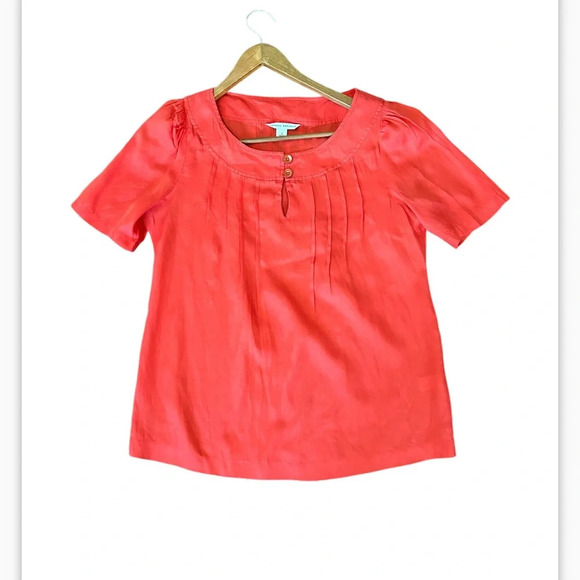 Banana Republic Silk Cotton Blend Short Sleeves Top Red size Small excellent - Picture 1 of 7